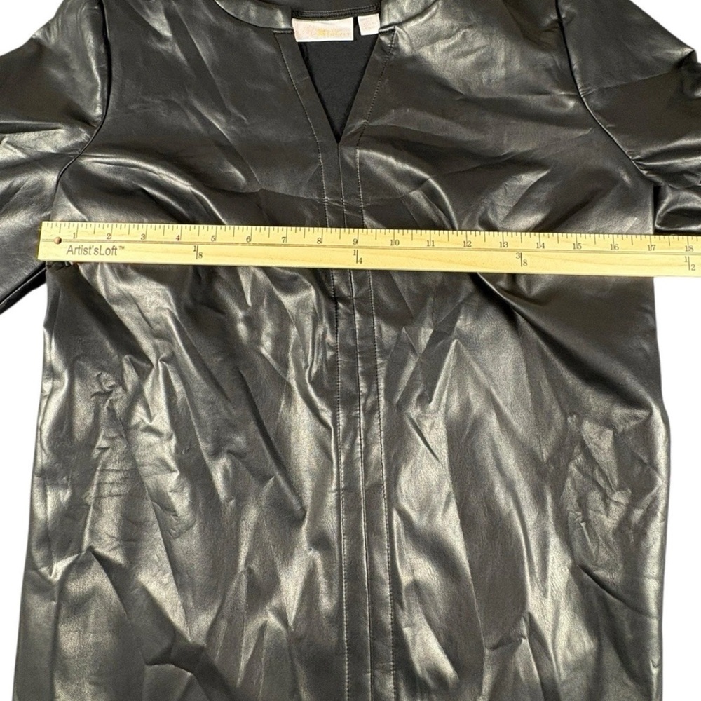 Belle by Kim Gravel Women's Top Sz M Faux Leather Knit Back Black A667151 - Picture 4 of 10